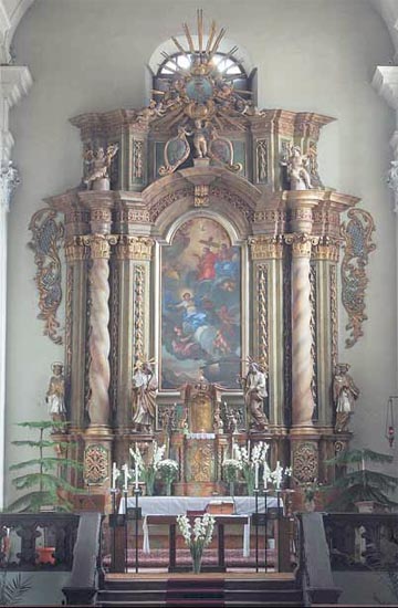A kecskeméti piarista templom főoltára a Christoph Tausch festette oltárképpel