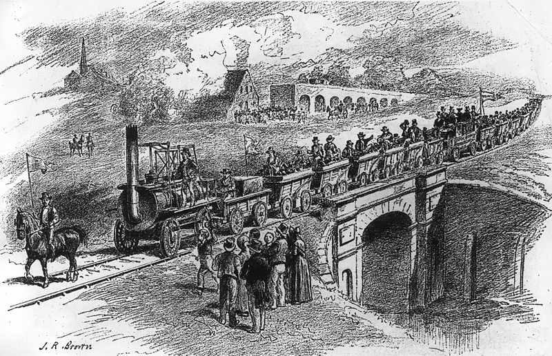 A Stockton és Darlington közötti vaspálya megnyitása 1825-ben