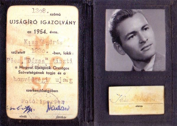 Újságíró igazolvány 1954-ből