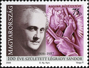 Légrády Sándor születésének 100. évfordulója alkalmából kiadott emlékbélyegen