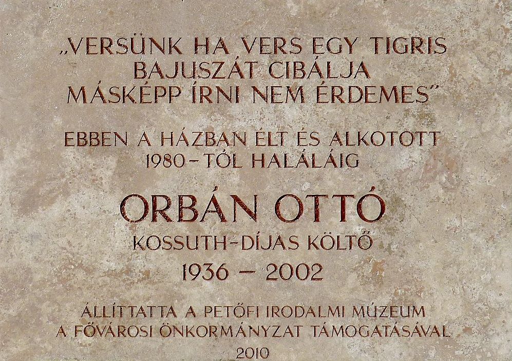 Orbán Ottó emléktáblája Budapest III. kerületében
