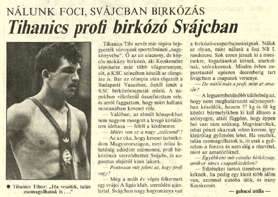 Tihanics profi birkózó lett