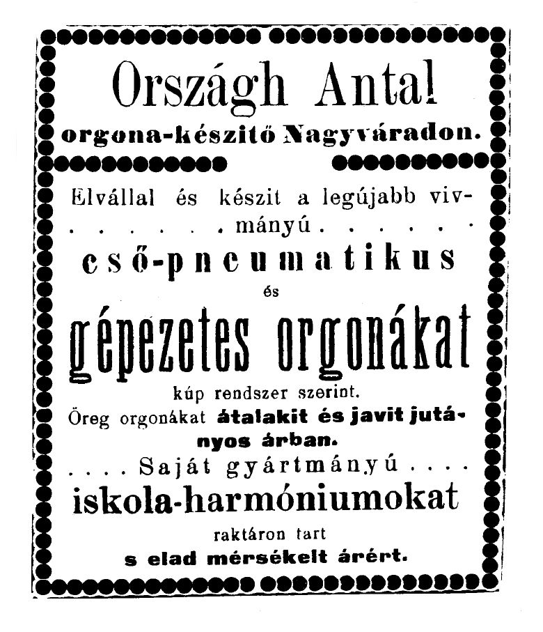 Országh Antal hirdetése